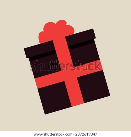 Black gift box on beige background