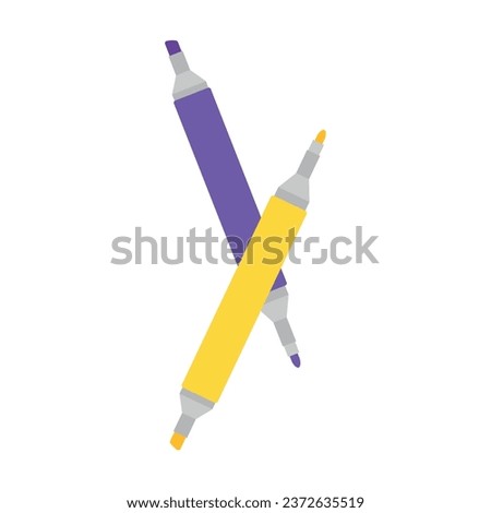 School markers on white background