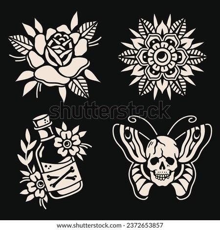 Old school tattoo flash vector design Royalty-Free Stock Photo #2372653857