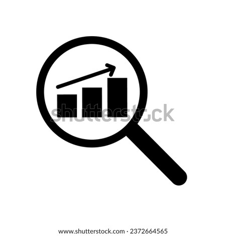 business analysis icon.vector of magnifying glass with data graph