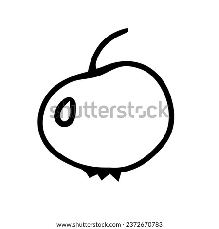 Apple. Vector contour, black and white hand-drawn doodles. Logo, template, clipart, sketch, icon.