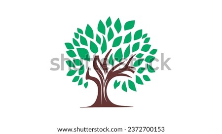 Green vector Tree with Roots illustration. on a white background.