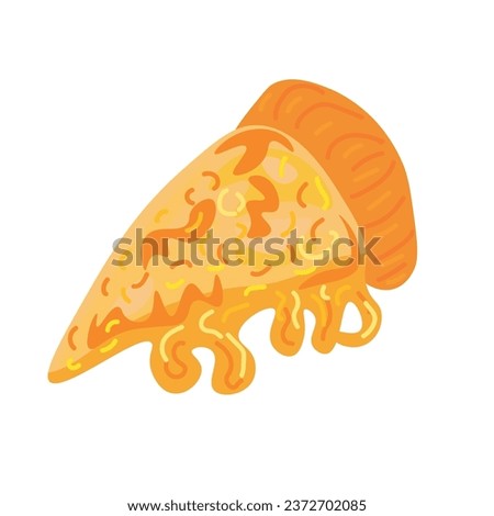 Slice of hot cheese pizza on white background