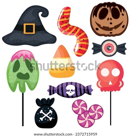 Set of treats for Halloween on white background