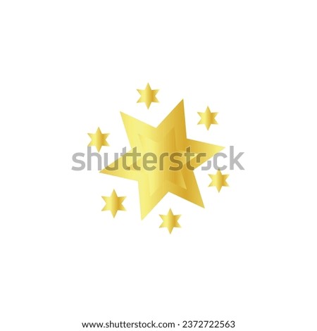 Drawn golden stars on white background 
