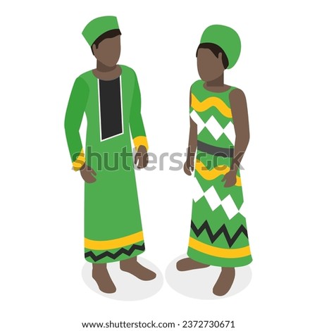 3D Isometric Flat Vector Set of African Outfit. Item 1