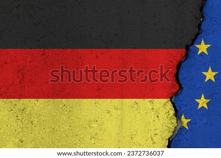 Germany and EU flag cracked on a concrete background
