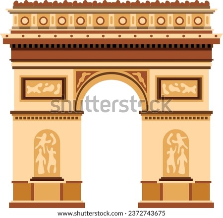 Simple colorful flat drawing of the Frenc historical landmark monument of the ARC DE TRIOMPHE DE L'ÉTOILE, PARIS