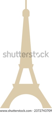 Simple beige flat silhouette of the French historical landmark monument of the EIFFEL TOWER, PARIS