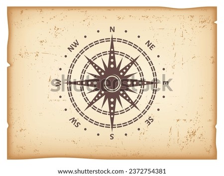 Vintage compass rose. vector illustration in woodcut style with clipping mask editable background vector image