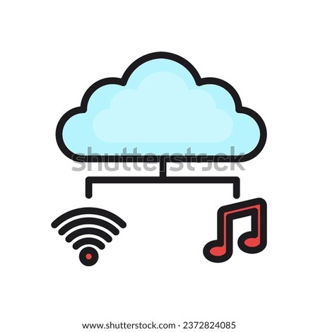 
Music cloud streaming icon, simple online music illustration isolated on white background.
