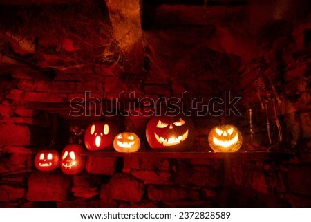 spooky Jack'o'lantern Halloween pumpkin in the night