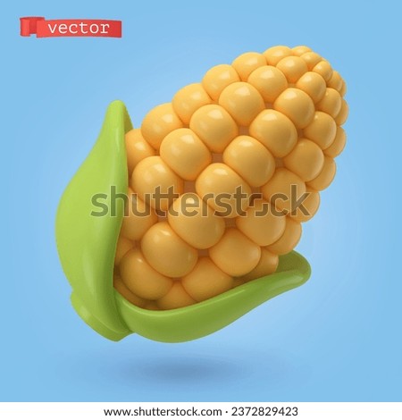 Corn vegetable, 3d cartoon vector icon Royalty-Free Stock Photo #2372829423
