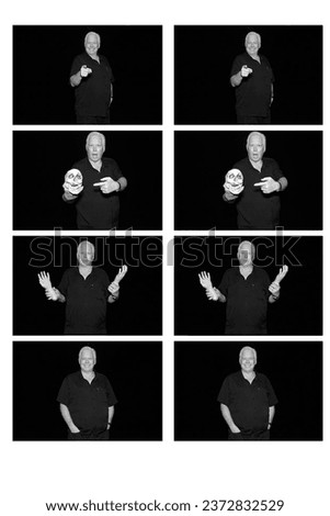 Photo Booth. Photo Booth Pictures. Halloween Party Photo Booth. Costume Party Photo Booth. A man smiles and poses as he waits for his pictures to be taken. Halloween is the time to play Doctor. Fun.
