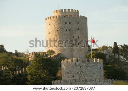 Rumelian fortress castle at Istanbul. Rumeli Hisarı is at native language. Historical castle background wallpaper.