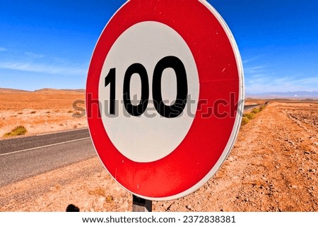 Speed Limit 100 Road Sign, Red and White Traffic Sign