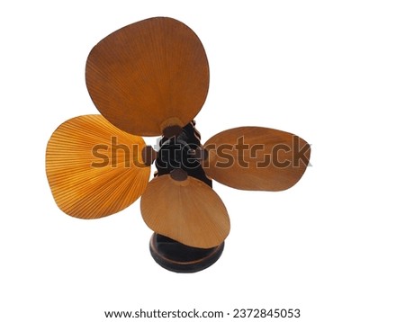 Cut out antique Beautiful wooden table top Fan. Picture for use in illustrations Background image or copy space