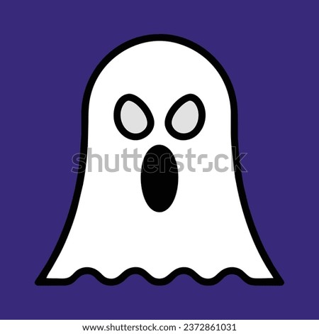 Halloween ghost,  ghost cartoon, spooky, for T-shirt, vector isolated on blue background