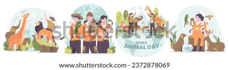 Illustration Set of World Animal Day, Wildlife Day, Animals on the planet, Animals around the world Royalty-Free Stock Photo #2372878069