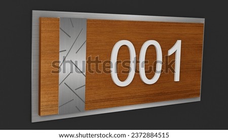 Wooden Number Signboard Mockup Design. Signage creative ideas. 3d rendering, 4K.