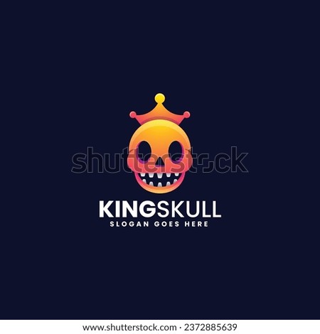 Vector Logo Illustration King Skull Gradient Colorful Style
