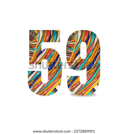 Design number with colorful pattern texture on white background