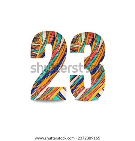 Design number with colorful pattern texture on white background