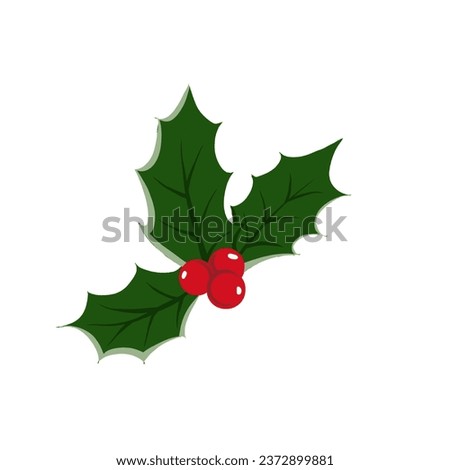 Christmas holly leaf cherry png illustration vector Royalty-Free Stock Photo #2372899881