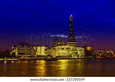 New London skyline by night.