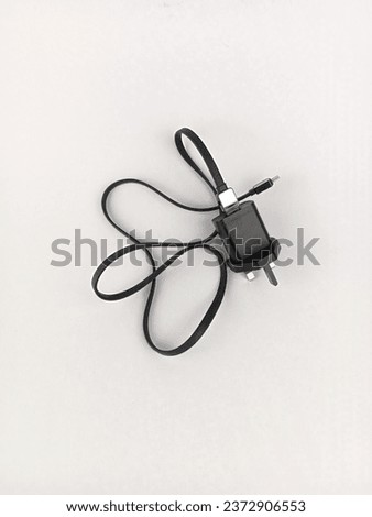 black wire handphone isolated background White 