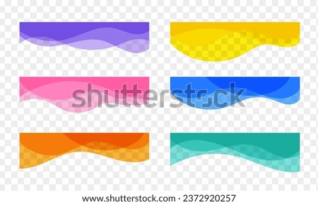 Abstract wavy decor elements collection. Colorful curvy banner set isolated on transparent background Royalty-Free Stock Photo #2372920257
