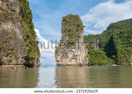 View of the rock islands in the Andaman Sea off the coast of Phuket.