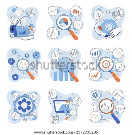 Data analysis. Vector illustration. Profit analysis helps businesses evaluate their financial performance and identify areas for growth Data analysis reports provide comprehensive overview key Royalty-Free Stock Photo #2372935205