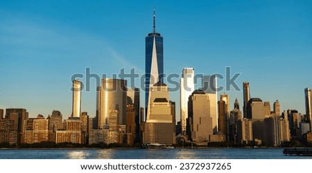 panorama of new york city. skyscraper building of nyc. ny urban city architecture. midtown manhattan on hudson. metropolitan city cityscape. new york downtown. manhattan skyscraper in skyline