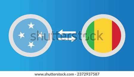 round icons with Micronesia and Mali flag exchange rate concept graphic element Illustration template design
