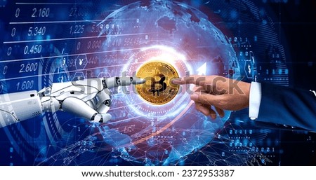 ai robot and crypto coins Royalty-Free Stock Photo #2372953387