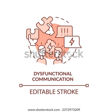 2D editable thin line icon dysfunctional communication concept, monochromatic isolated vector, red illustration representing codependent relationship.