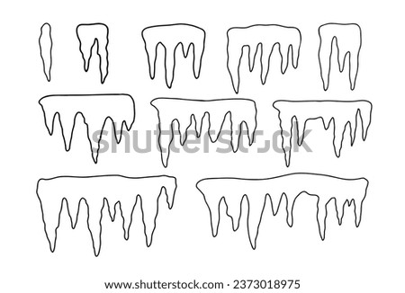 Set of icicles icon outline style. Weather symbol. Vector illustration  isolated on white background Royalty-Free Stock Photo #2373018975
