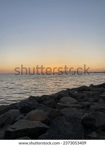 sunset city view beach photo