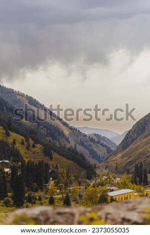 panoramic landscape of mountains and blue sky 