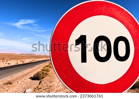 Close View of Speed Limit 100 Road Sign