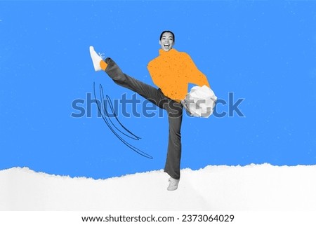 Creative drawing collage picture of funny female snowy outside playing snowball new year atmosphere christmas celebration x-mas
