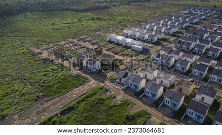 Aerial view of subsidized housing development in South Kalimantan