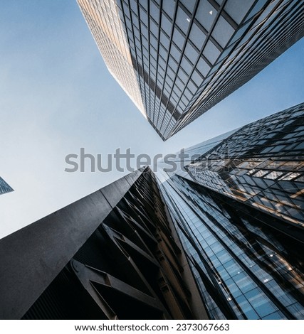 sunset big skyscrapers and sky Royalty-Free Stock Photo #2373067663