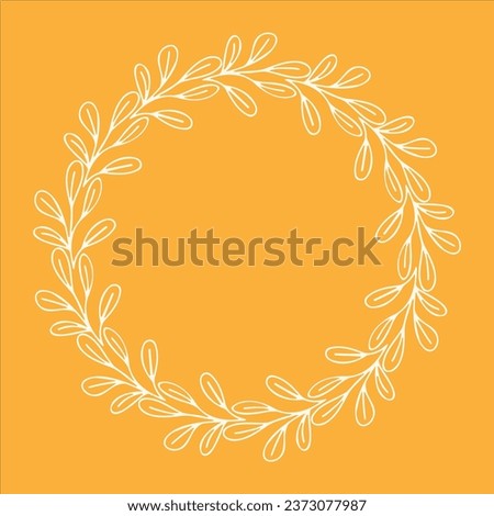 Clip art of hand drawn wreath of Autumn doodle leaves on isolated background. Warm design element for Autumn harvest, Thanksgiving, Halloween and seasonal celebration, textile, scrapbooking.