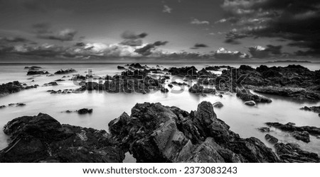 Long exposure seascape in black and white. panoramic photography .