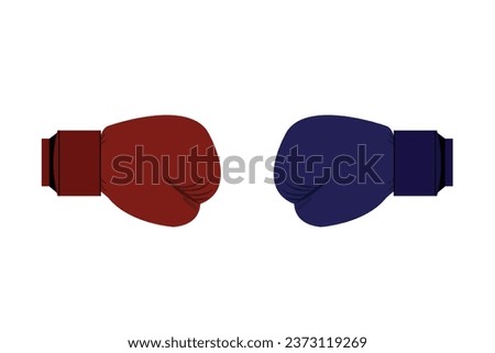Red and blue boxing gloves isolated on white background