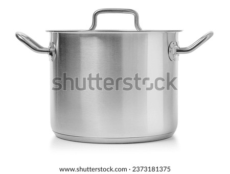 Stainless steel pot iisolated on white background with clipping path Royalty-Free Stock Photo #2373181375