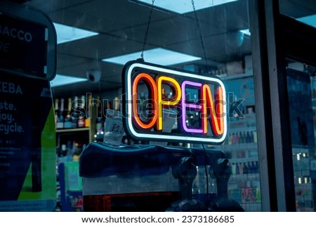 Open sign at the entrance to the store