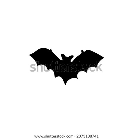 Silhouette of creepy bat on white background